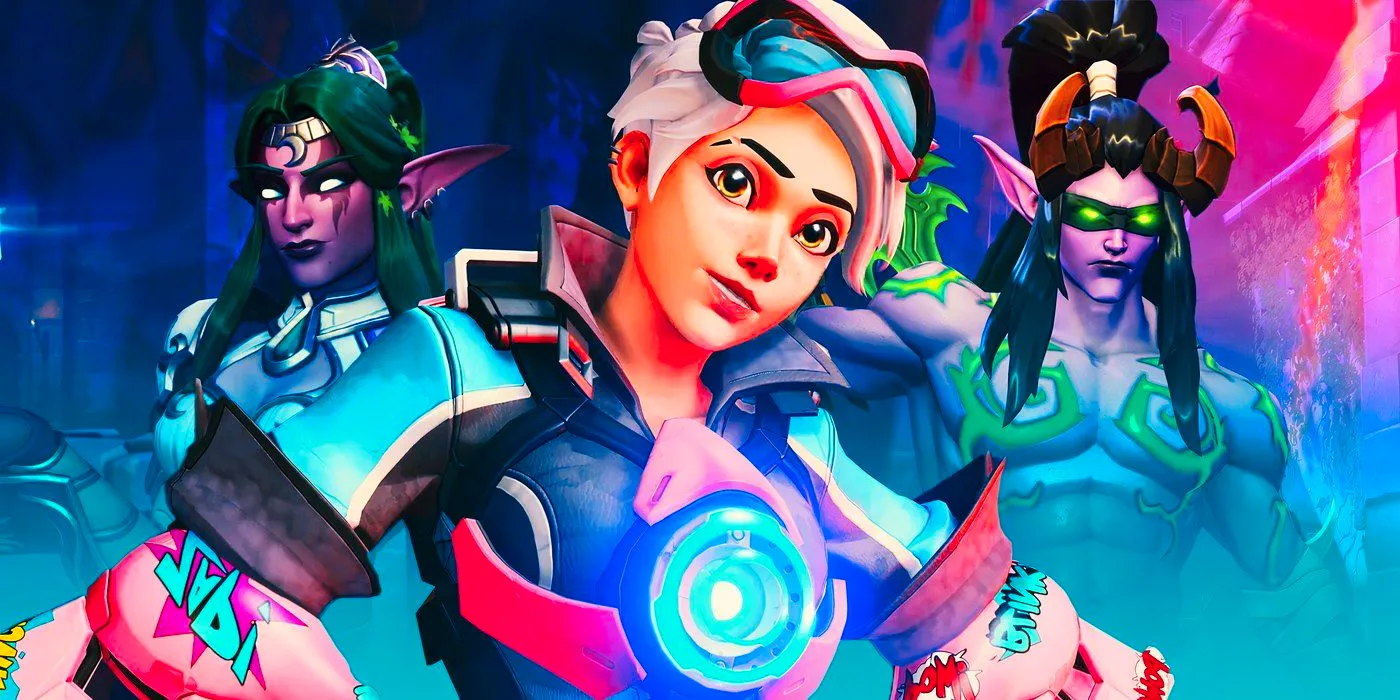 Comic book tracer, Tyrande Symmetra & Illidan Genji Skins from Overwatch. Image