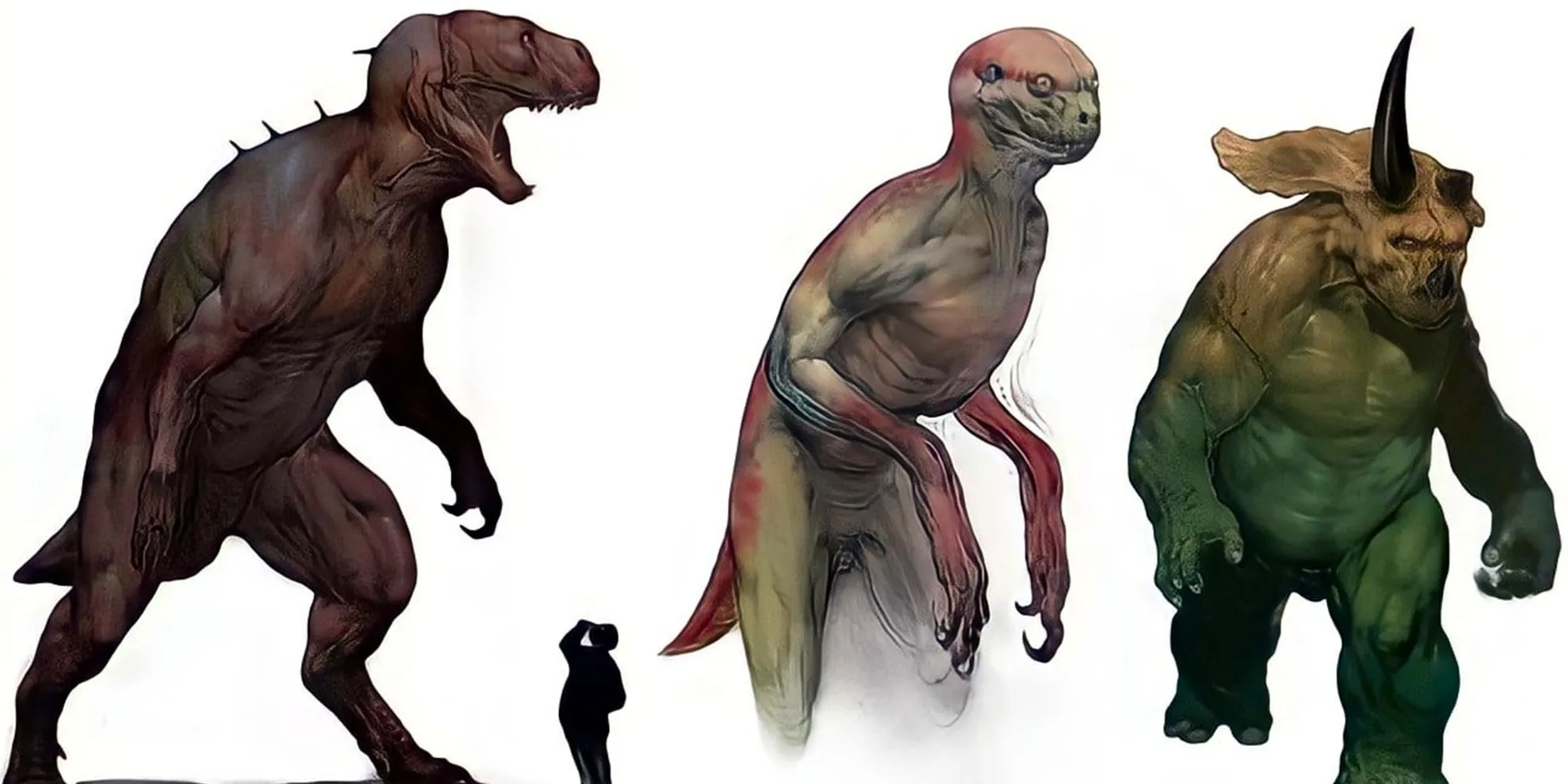 Concept art for a human-dinosaur hybrid in Jurassic Park 4 Image