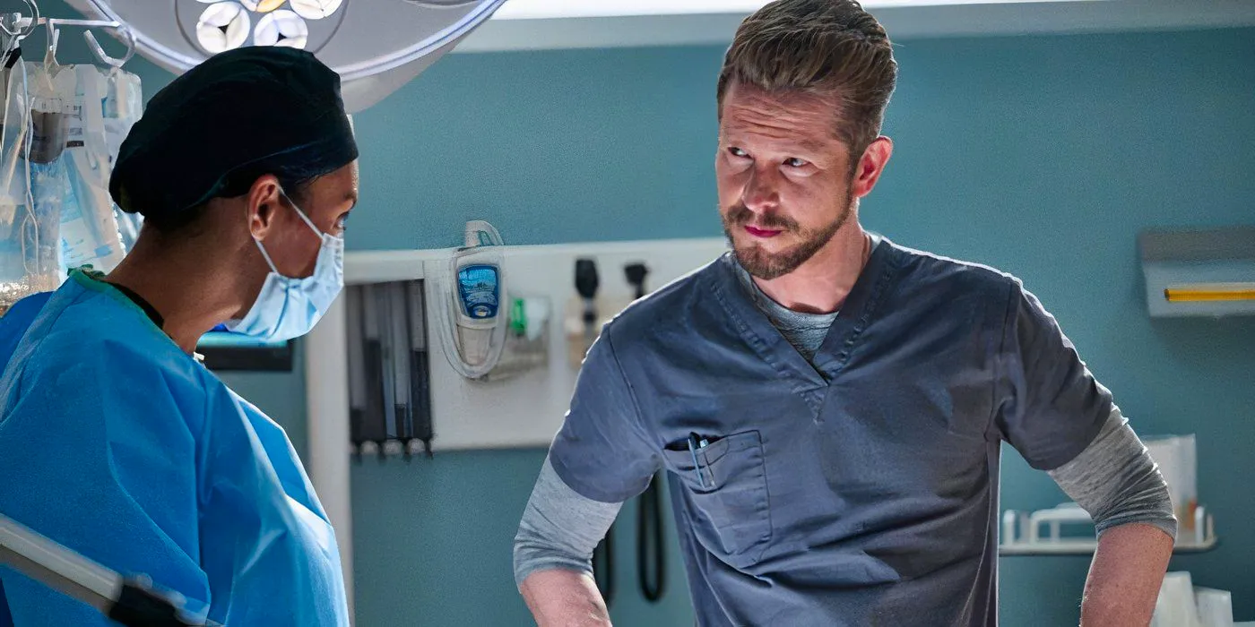 Conrad talking to Billie in The Resident Image