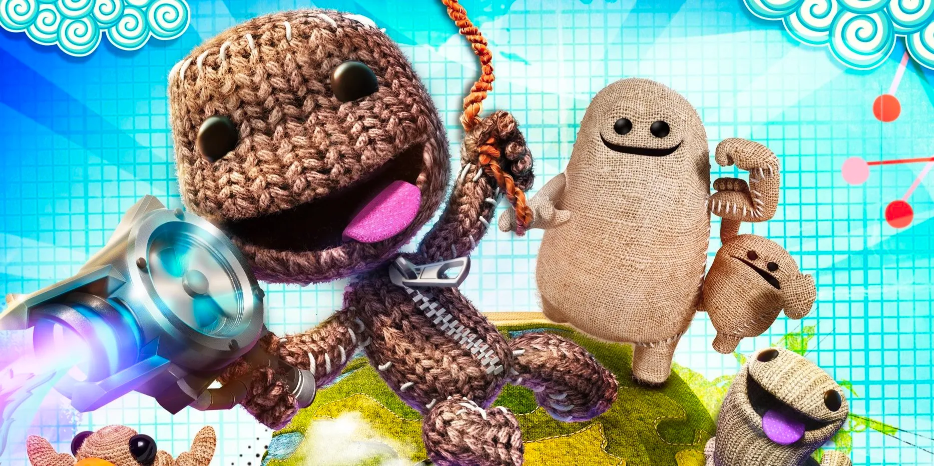 Cover art for LittleBigPlanet 3 showign Sackboy and friends. Image