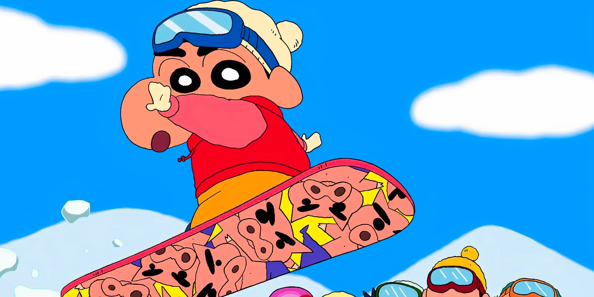 Crayon shin chan using a snowboard Image