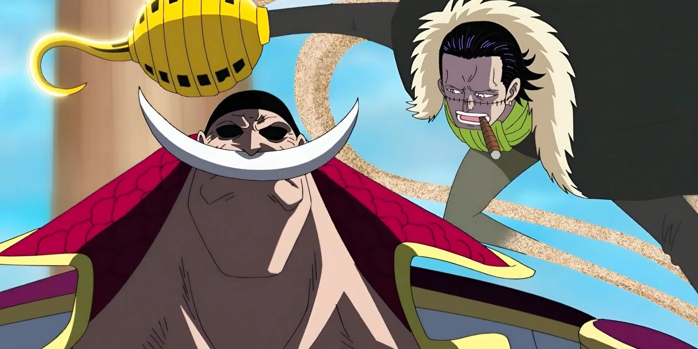 Crocodile attacks Whitebeard during the Summit War in One Piece. Image