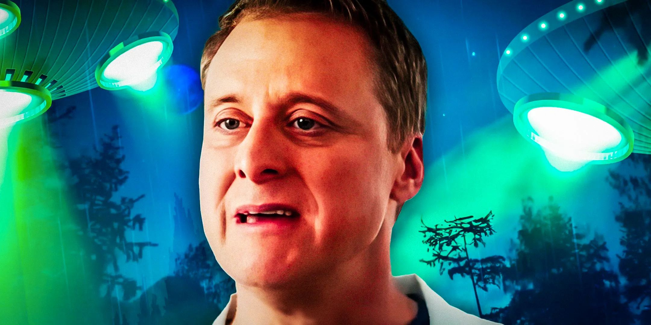 Custom image of Alan Tudyk as Harry Vanderspeigle looking confused in Resident Alien Image