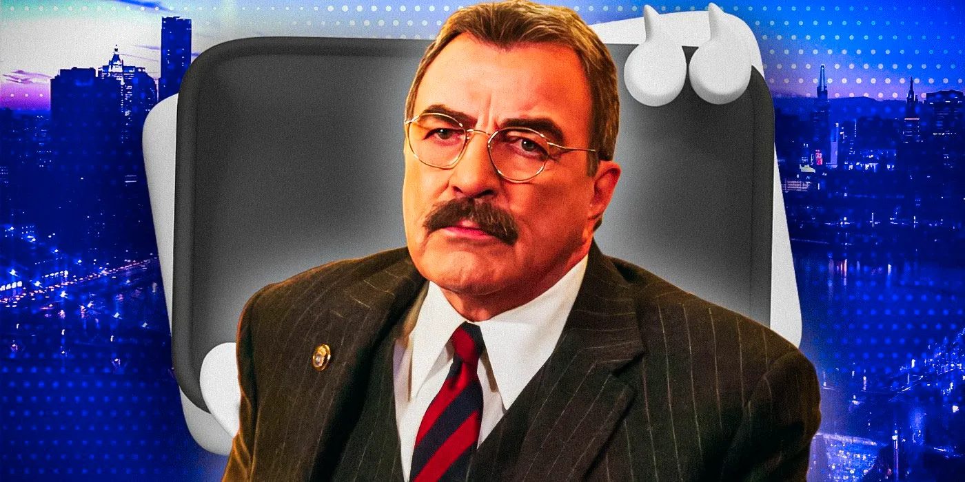 Custom image of Blue Bloods' Frank Reagan (Tom Selleck) against the backdrop of New York City from the opening titles Image