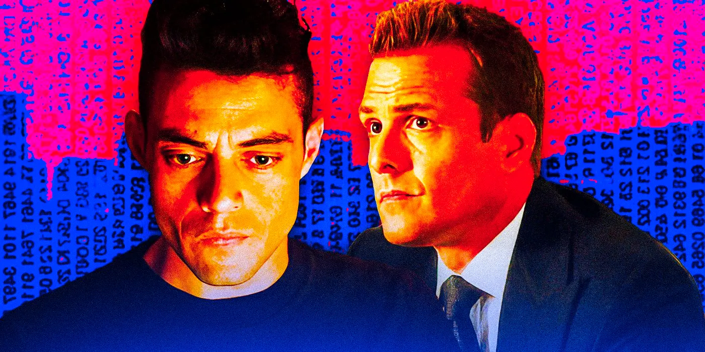 Custom image of Gabriel Macht as Harvey Specter (Suits) and Rami Malek as Elliot Alderson (Mr Robot). Image