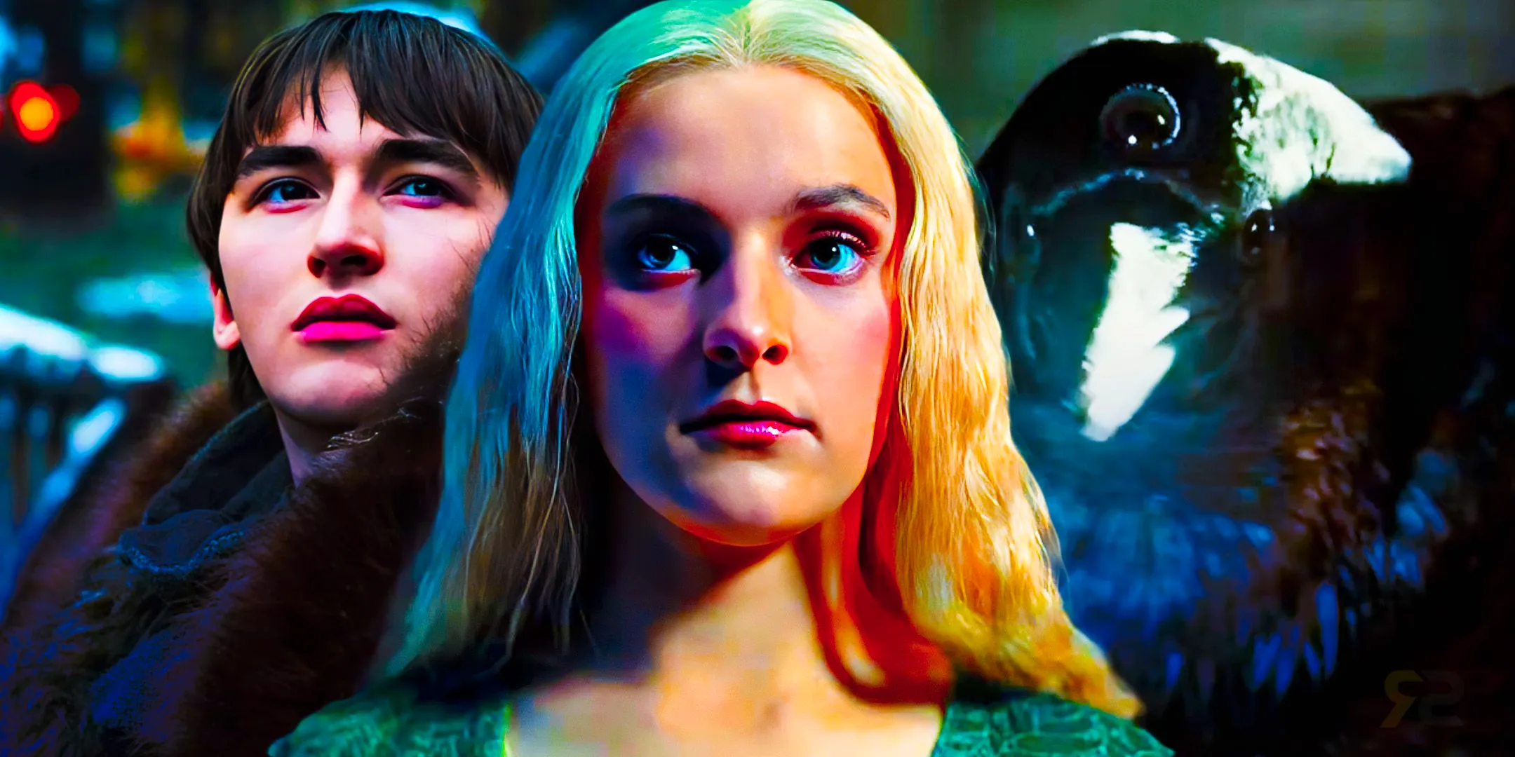 Custom image of Helaena Targaryen, Bran Stark, and the Three-Eyed Raven Image