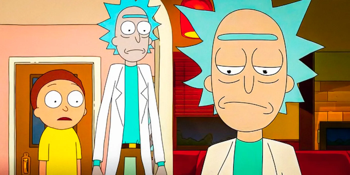 Custom image of Rick and Morty looking surprised in Rick and Morty season 7 Image