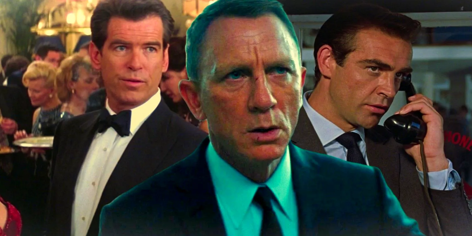 Custom image of Sean Connery, Pierce Brosnan, and Daniel Craig as James Bond Image