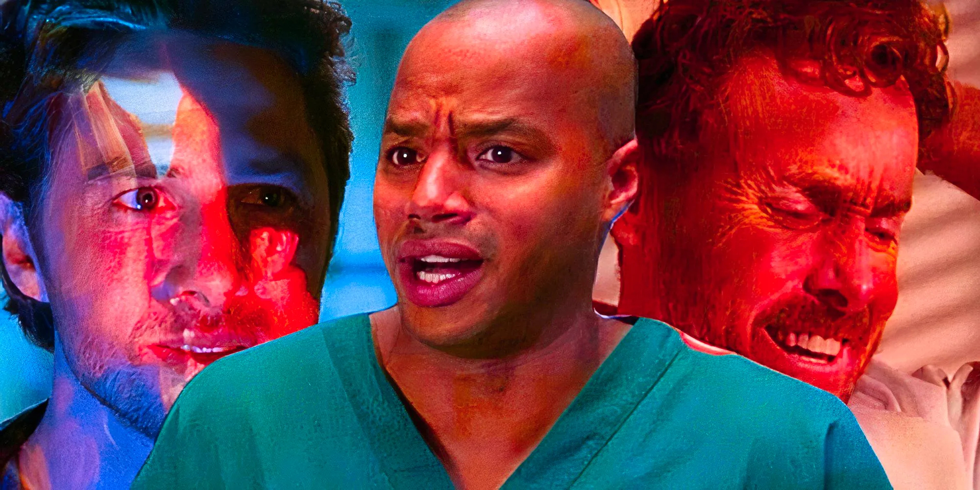 Custom Scrubs image of John C. McGinley as Dr. Cox, Donald Faison as Turk, and Zach Braff as JD Image