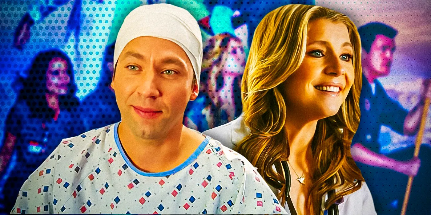 Custom Scrubs image of Sarah Chalke as Elliot Reid and Michael Weston as Private Dancer Image