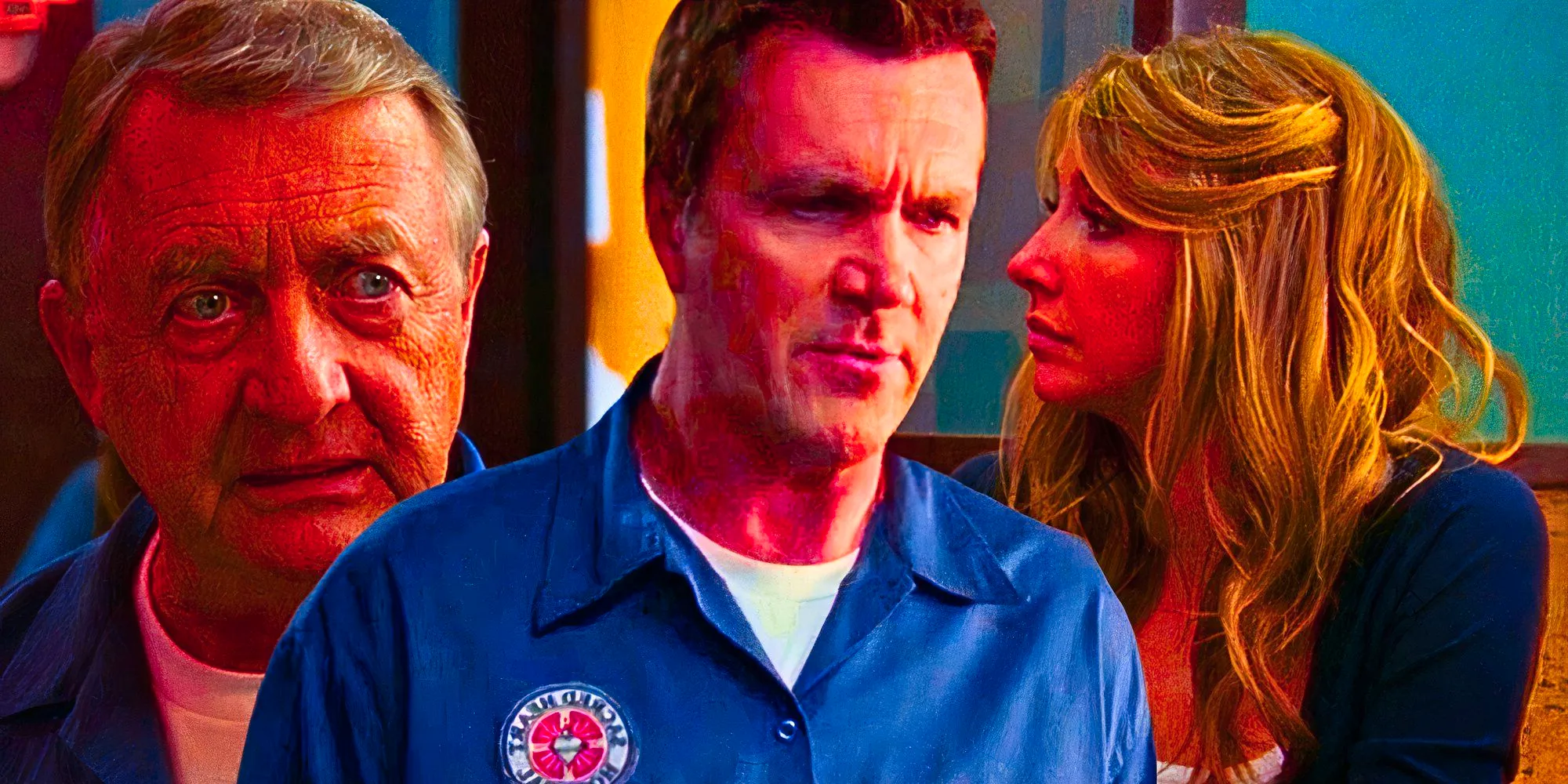 Custom Scrubs image of Sarah Chalke as Elliot Reid, Neil Flynn as the Janitor, and Ken Jenkins as Dr. Kelso Image