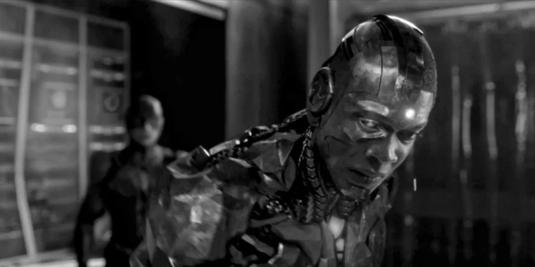 Cyborg looking downwards in Zack Snyder's Justice League Image