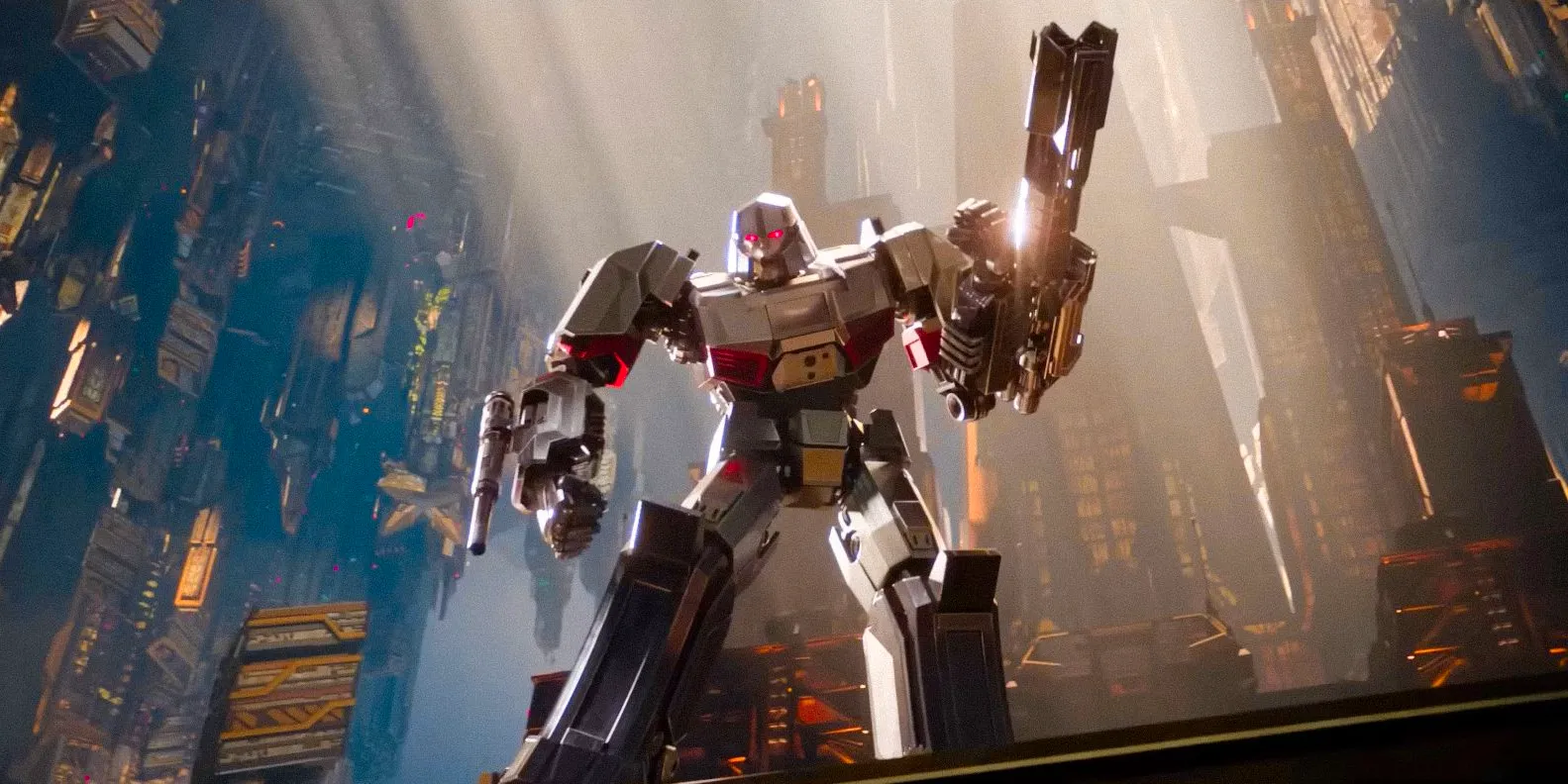 D-16 / Megatron (Brian Tyree Henry) in combat stance in Transformers One Image