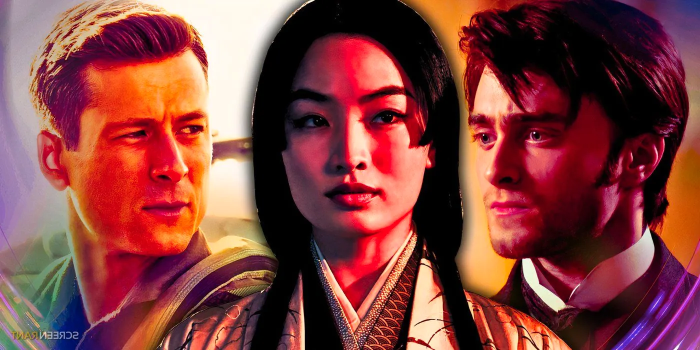 Daniel Radcliffe in The Woman in Black, Anna Sawai in Shogun, and Glen Powell in Top Gun: Maverick Image