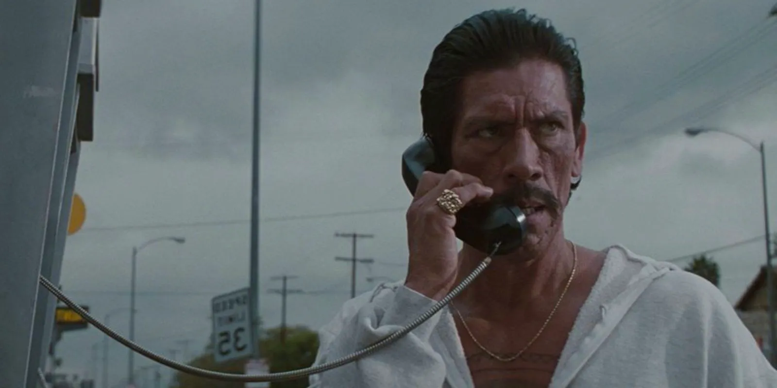 Danny Trejo on the phone in Heat Image