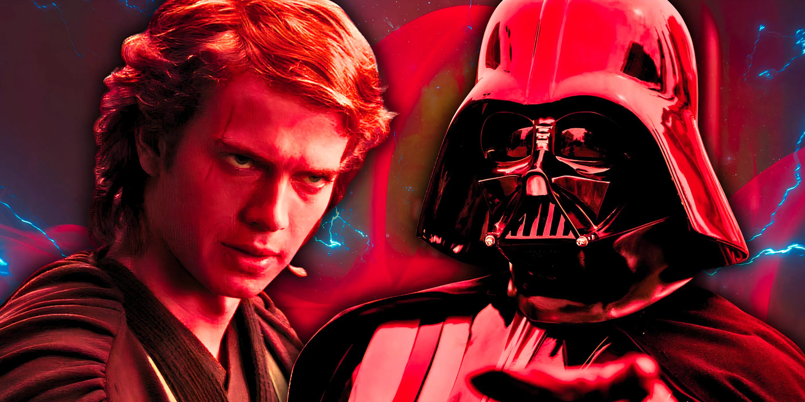 Darth Vader and Hayden Christensen's Anakin Skywalker edited together in Star Wars Image