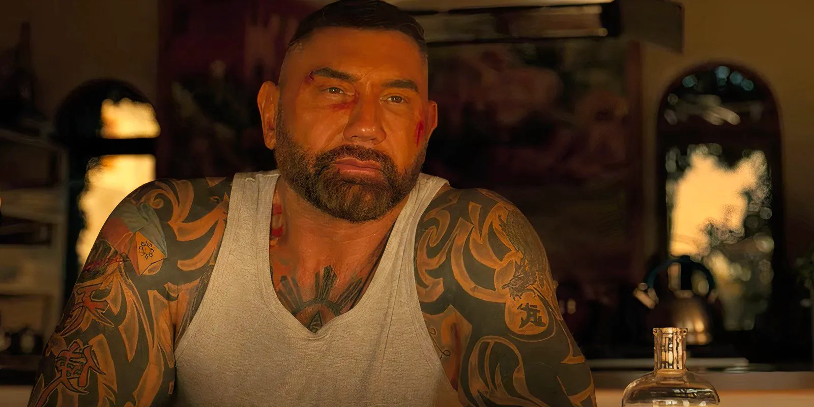 Dave Bautista as JJ Wearing a Tank Top in My Spy The Eternal City Image