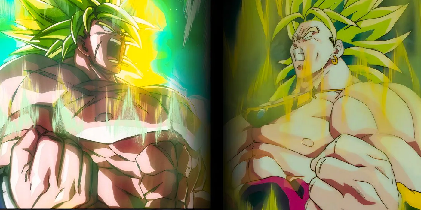 DBZ Legendary Broly on the left and DBS Legendary Broly on the right Image