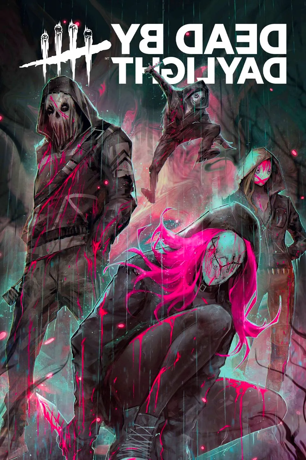 Dead by Daylight Comic Cover Featuring a gruop of Killers in the Rainjpg Image