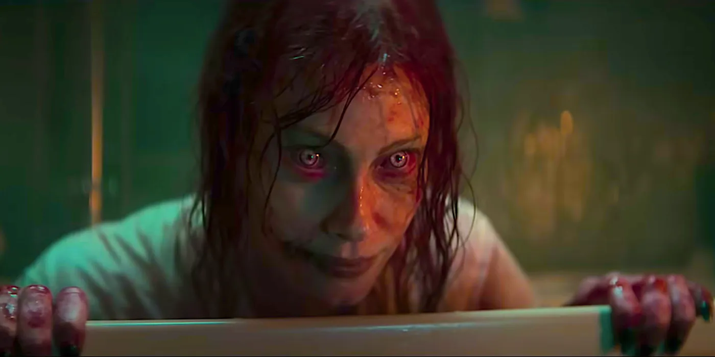 Deadite in a bathtub in Evil Dead Rises trailer Image