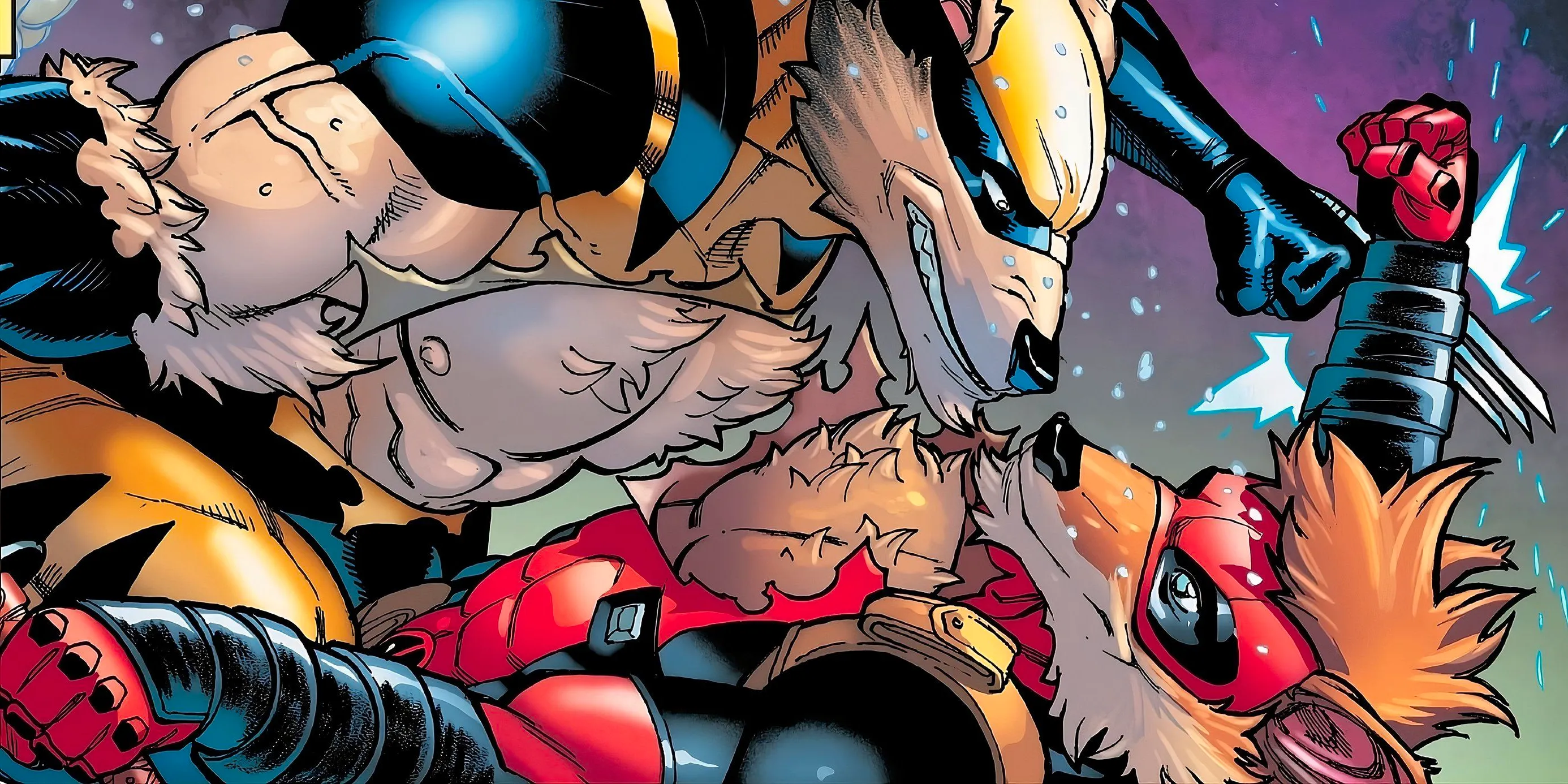 Deadpool and Wolverine fight in new anthropomorphic animal forms. Image