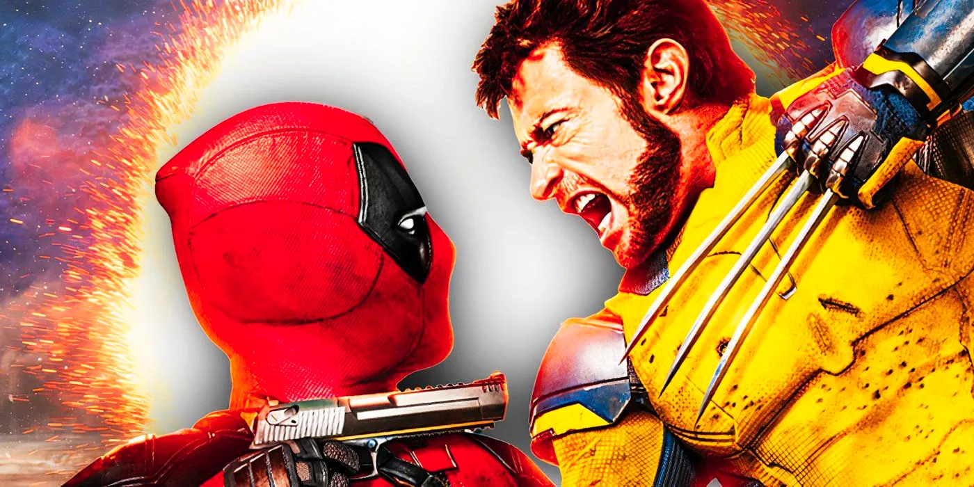 Deadpool and Wolverine fighting with a Marvel Sparkle Circle in Deadpool & Wolverine Image