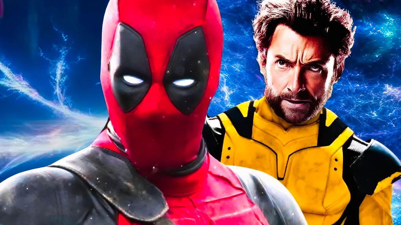 Deadpool and Wolverine from the MCU with the timeline behind them. Image