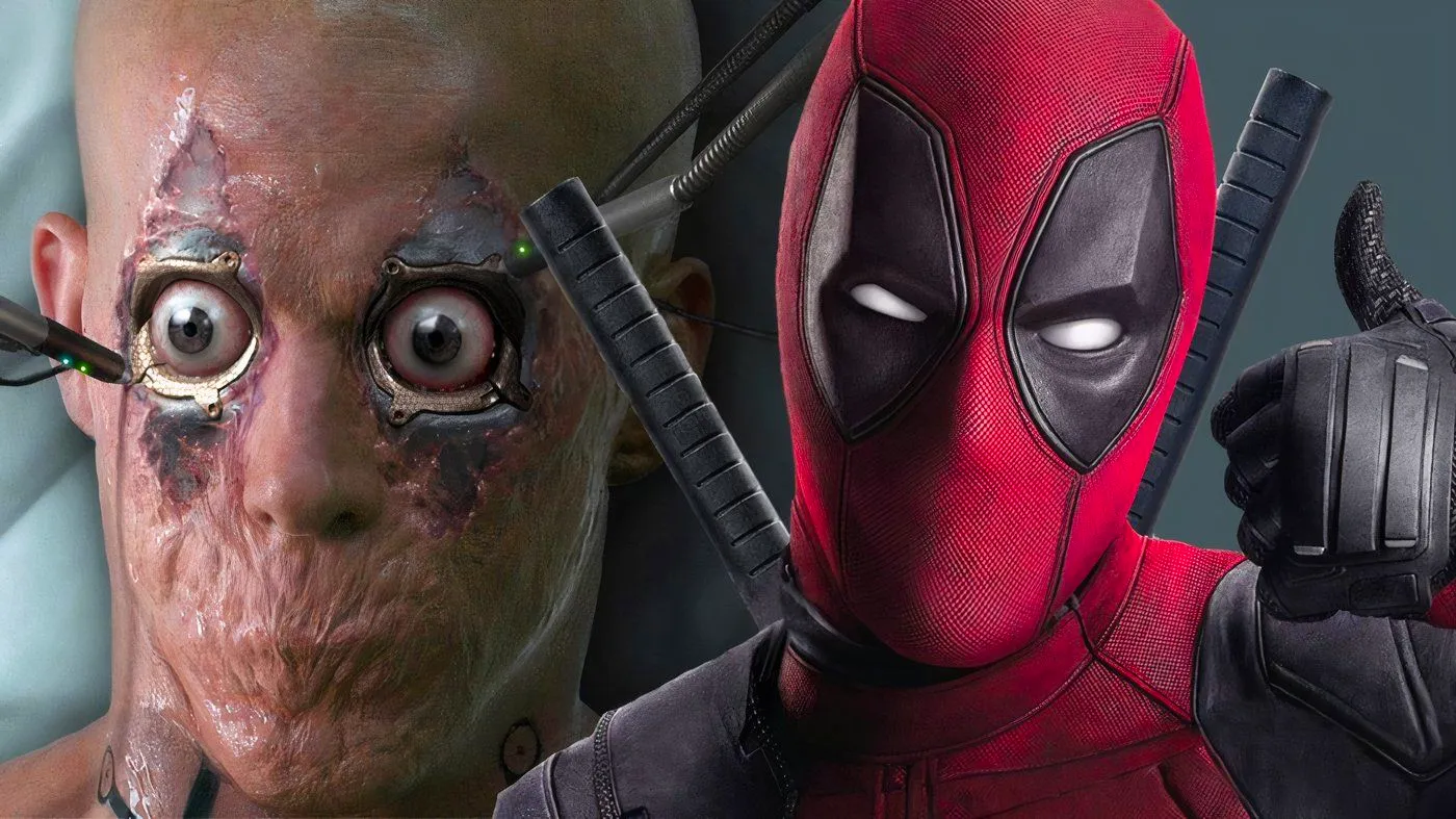 Deadpool from his 2016 solo film next to the version from X-Men Origins: Wolverine. Image