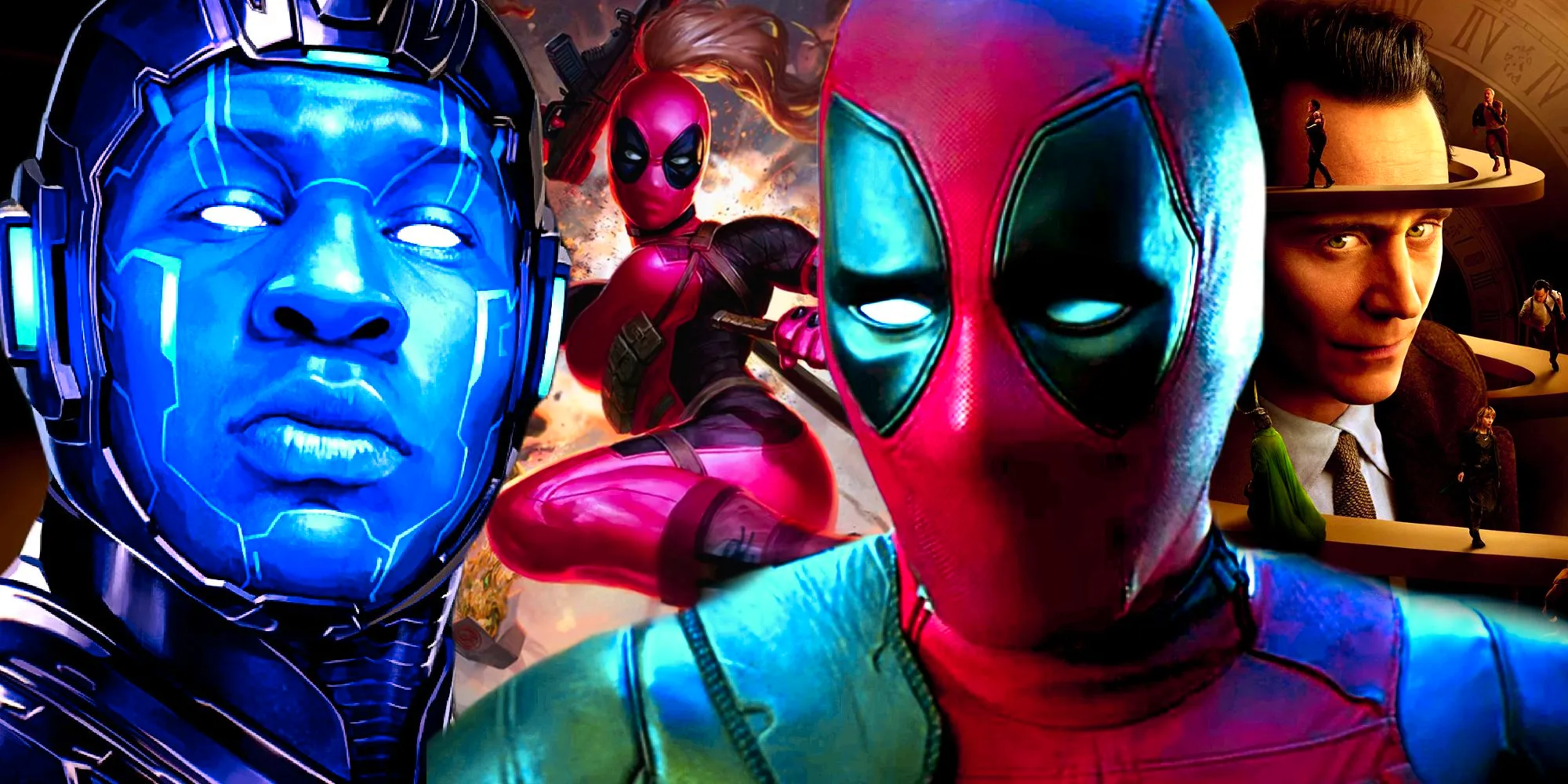 Deadpool Reacts to Kang the Conqueror with Loki and Lady Deadpool in the Background Image