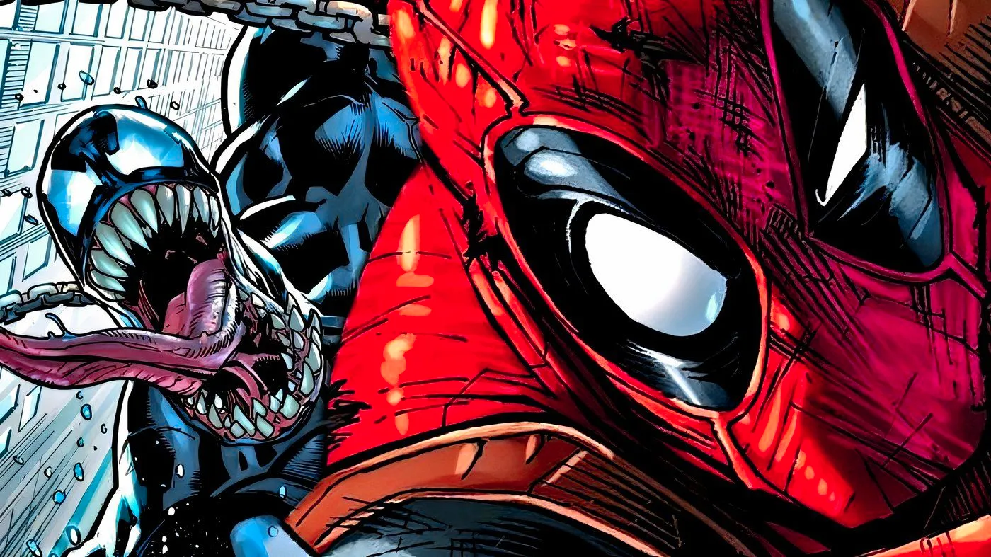 Deadpool with Venom behind him. Image