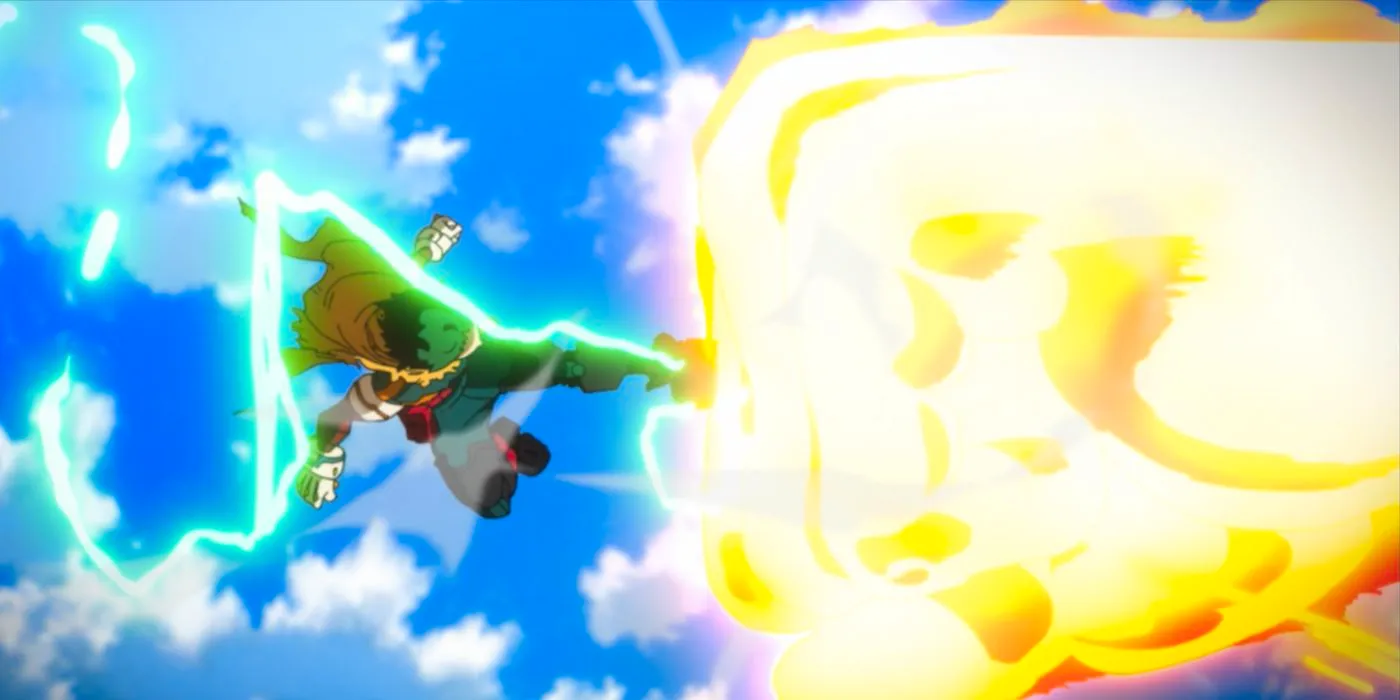 Deku kicks Dark Might's attack. Image