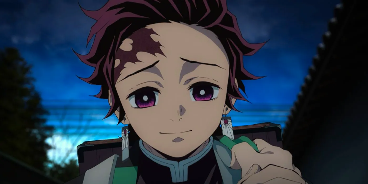 Demon Slayer: Tanjiro looks down with compassion Image