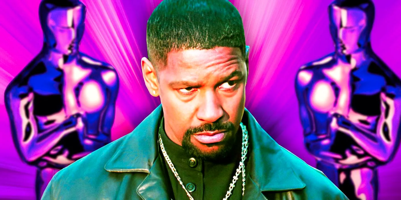 Denzel Washington as Alonzo from Training Day with Oscars statues behind him Image