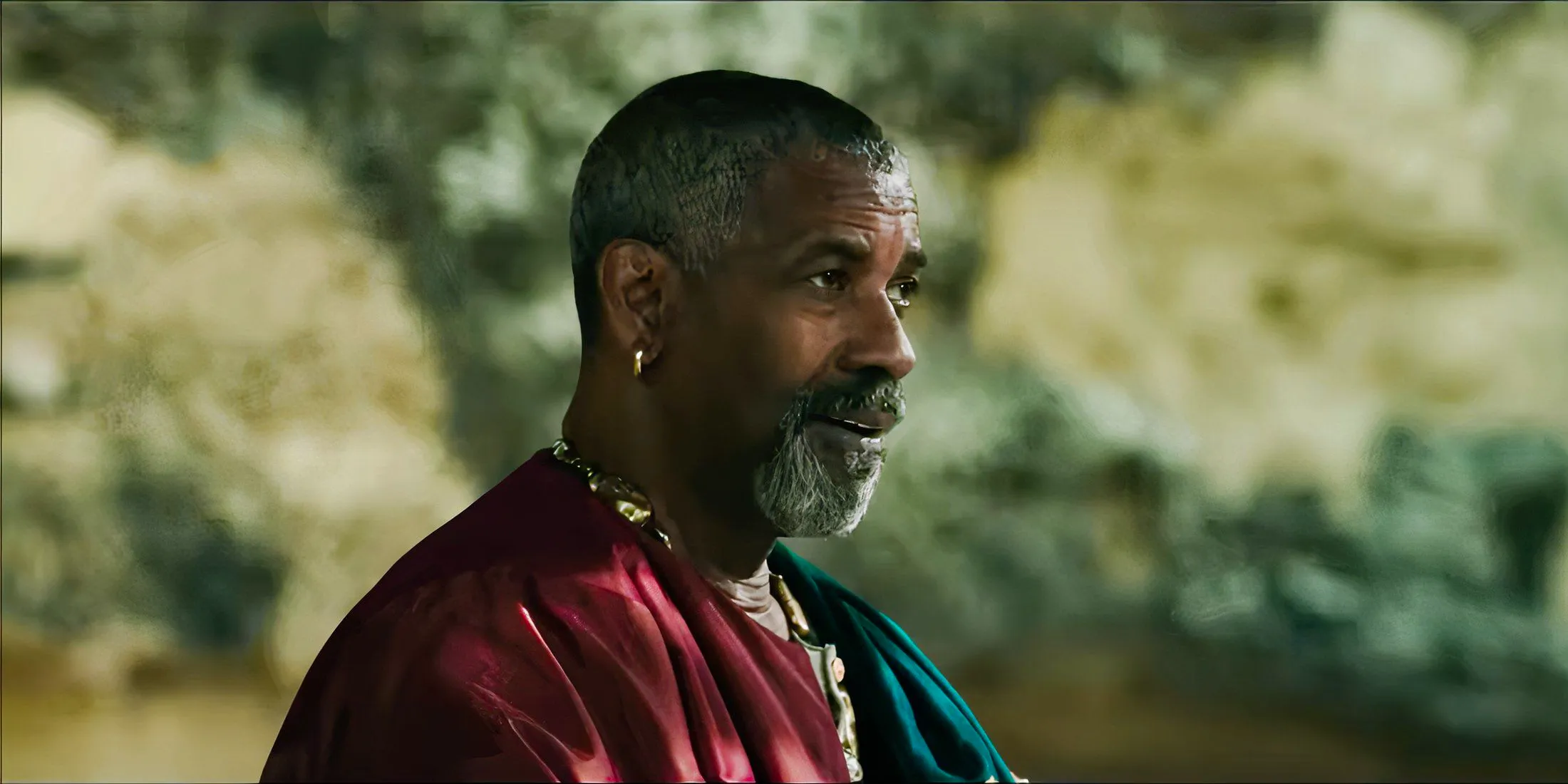 Denzel Washington smirking as Macrinus in Gladiator 2 Image