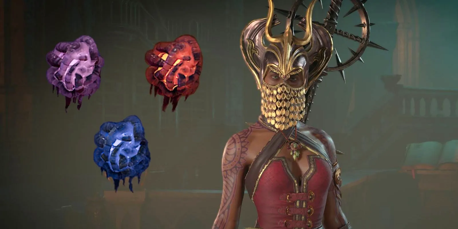 Diablo 4 Sorcerer Class Surrounded by Malignant Hearts that Grant Powers Image