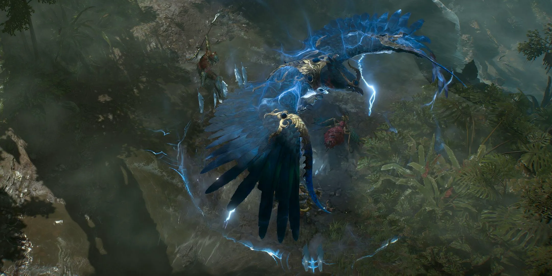 Diablo 4 Spiritborn calling down the help of the eagle guardian. Image