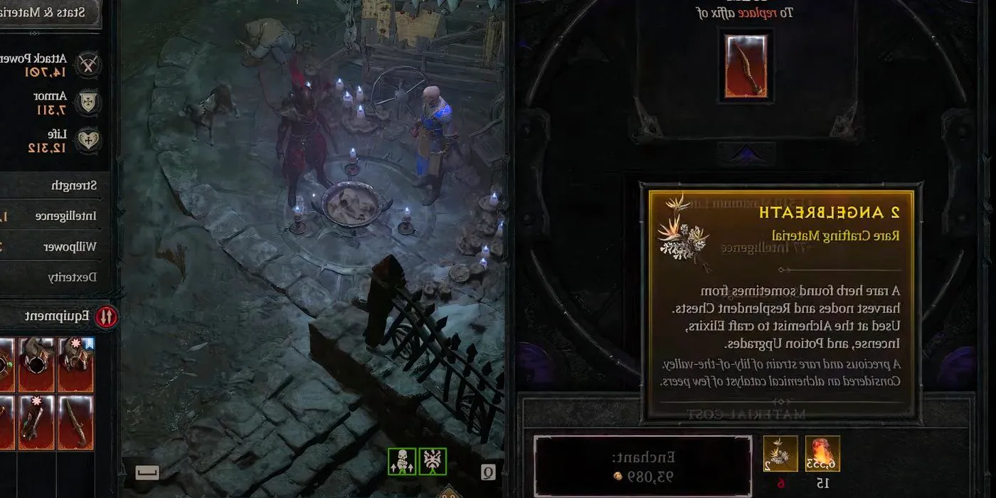 Diablo 4 Using Angelbreath to reroll affix on weapon Image