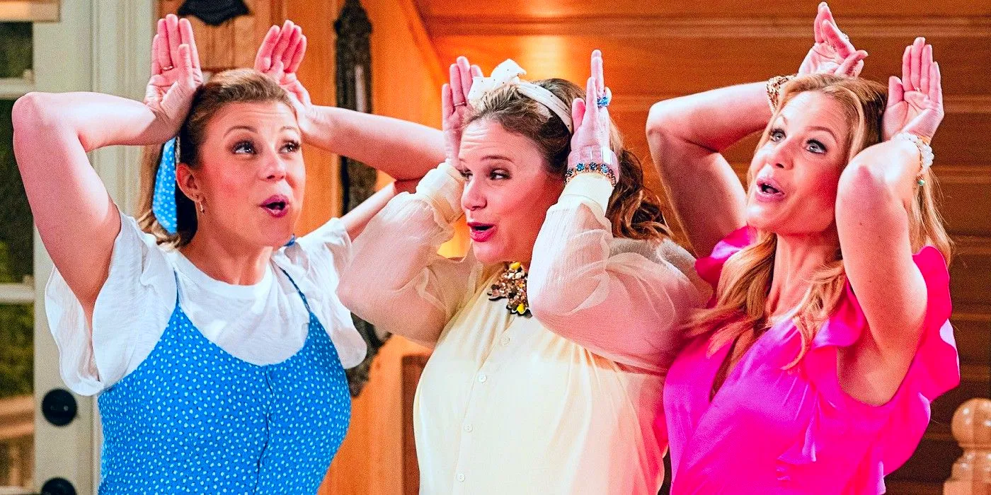 DJ, Kimmy, and Stephanie doing the She-Wolf howl on Fuller House  Image