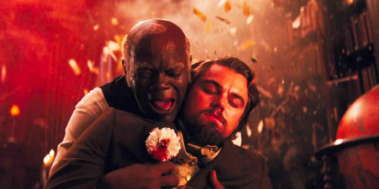 Django Unchained Calvin Candie dead in Stephen's arms Image