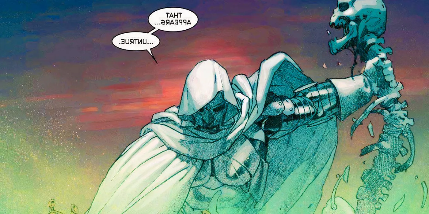 Doctor Doom removing Thanos' skeleton in Marvel Comics' Secret Wars Image