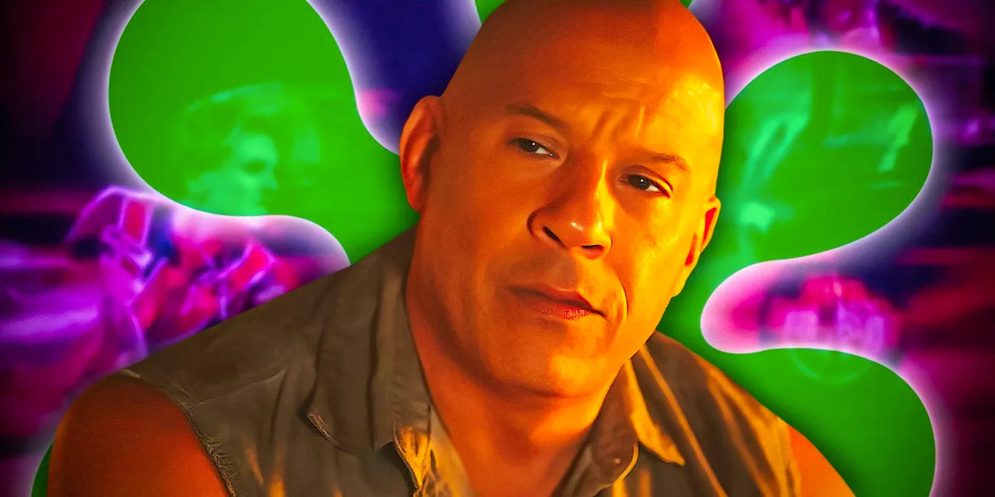 Dominic-Toretto in Fast X with a green and pink background Image