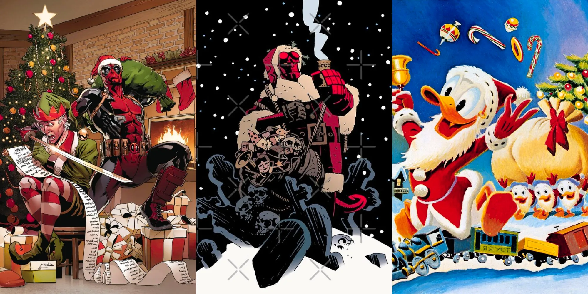 Donald Duck celebrates Christmas with Hellboy and Deadpool Image