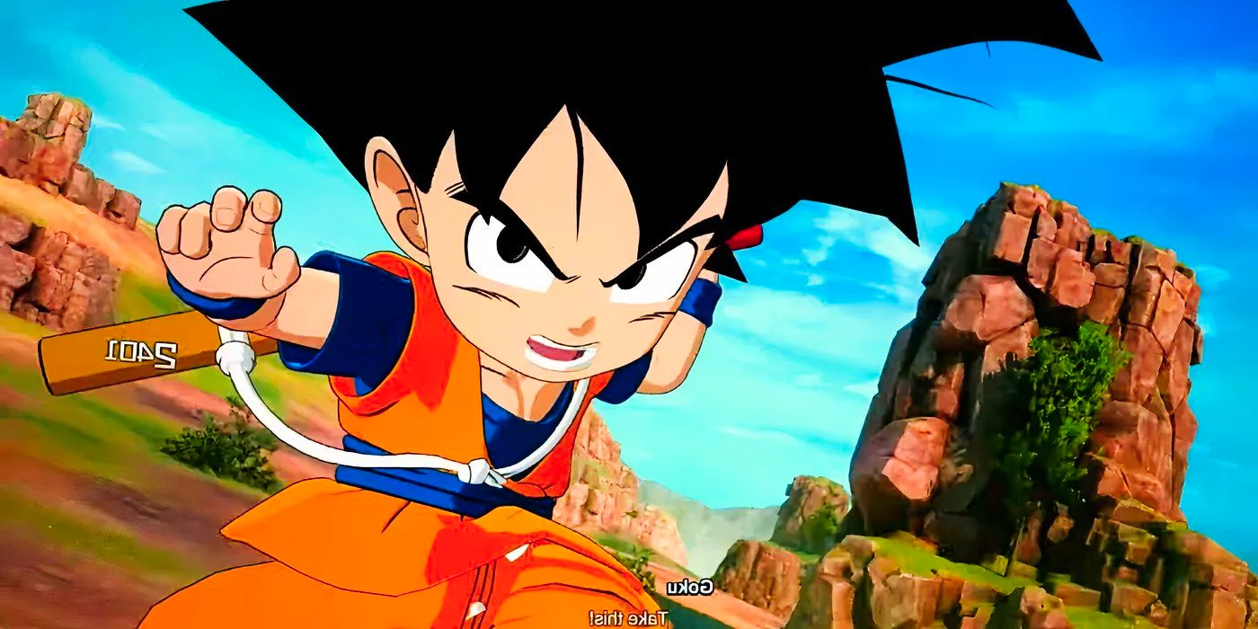 Dragon Ball Sparking Zero Daima Goku (Mini) grabbing his power poll. Image