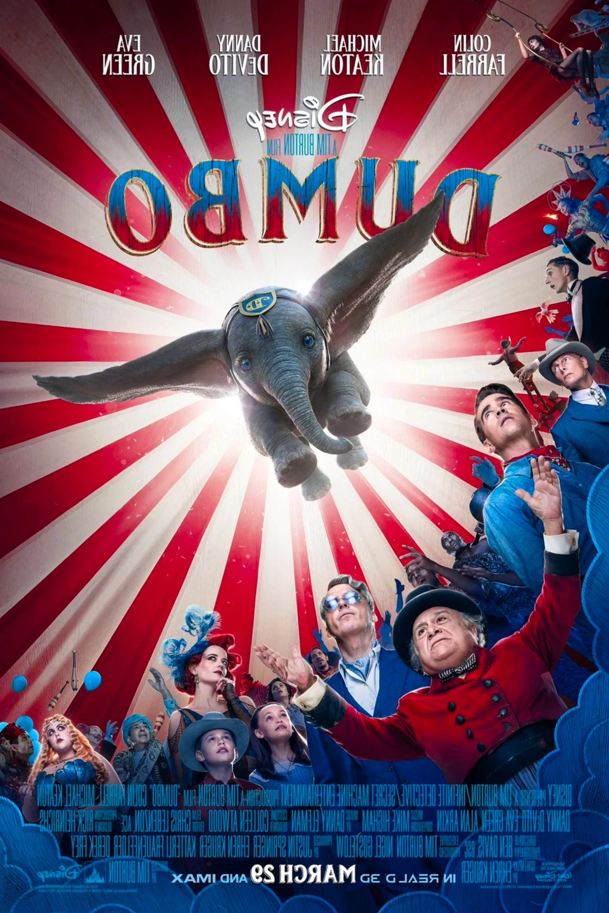 Dumbo (2019) - Poster - Colin Farrell, Michael Keaton, Danny Devito & Eva Green Image