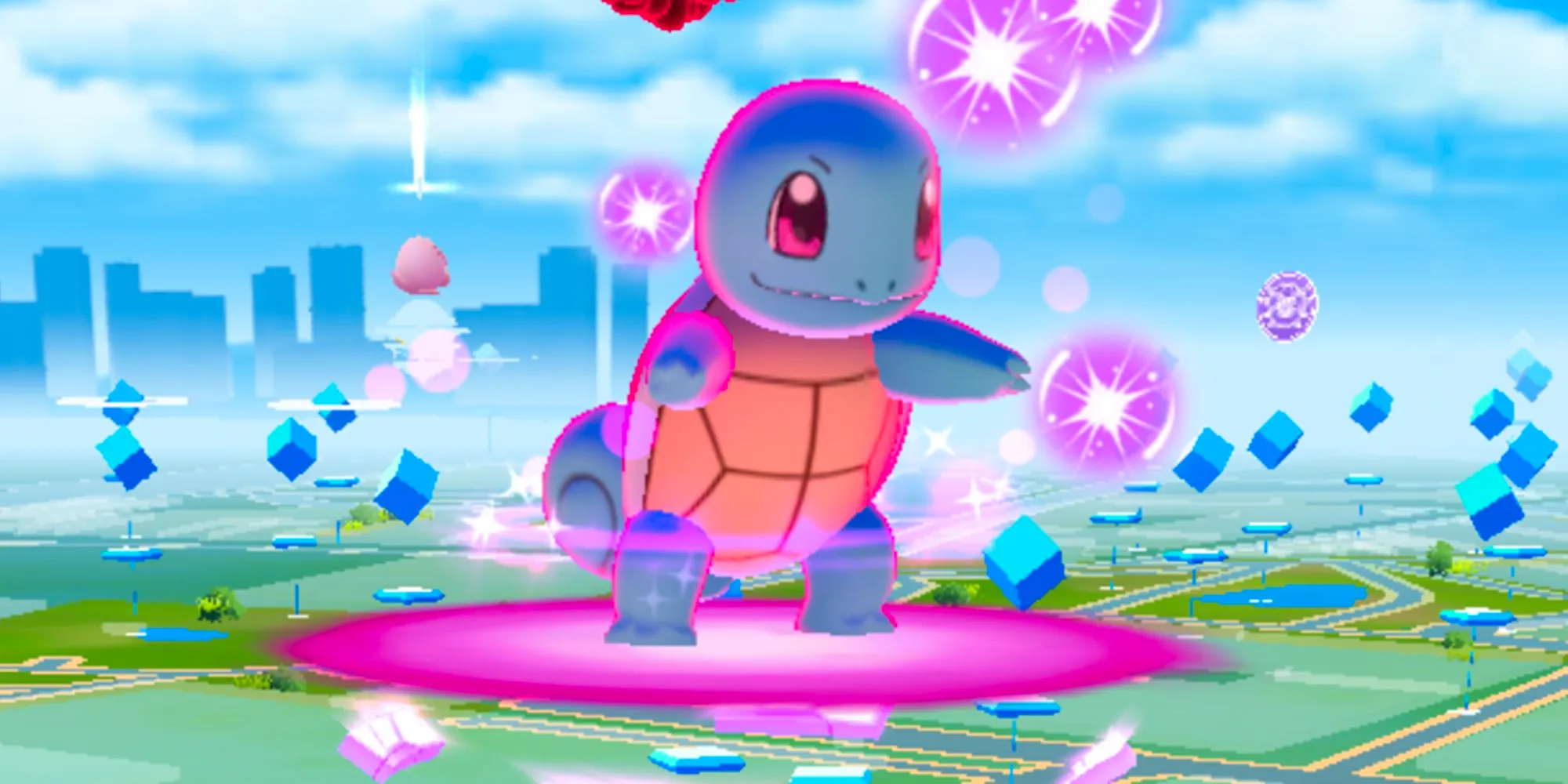 Dynamax Squirtle appearing in a Pokemon GO Max Battle Image