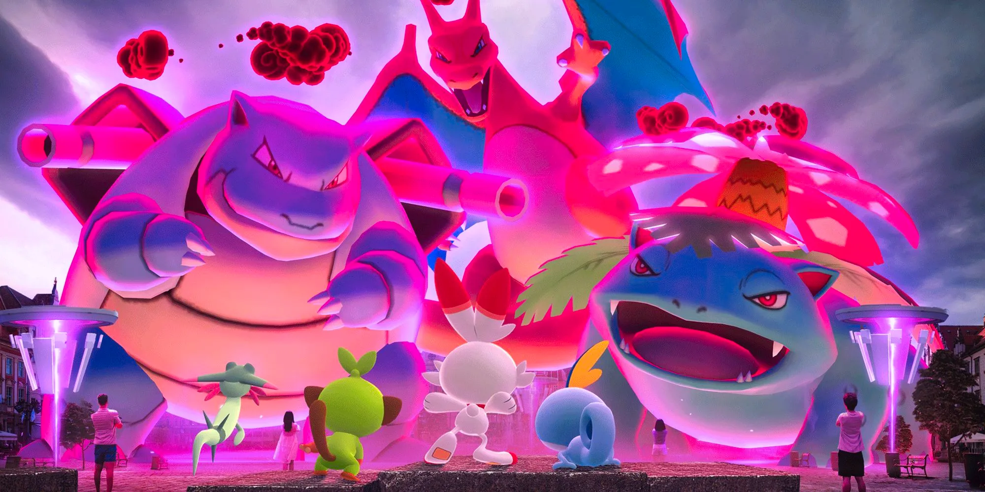 Dynamax Venusaur, Charizard, and Blastoise using Max Moves in Pokémon GO Image