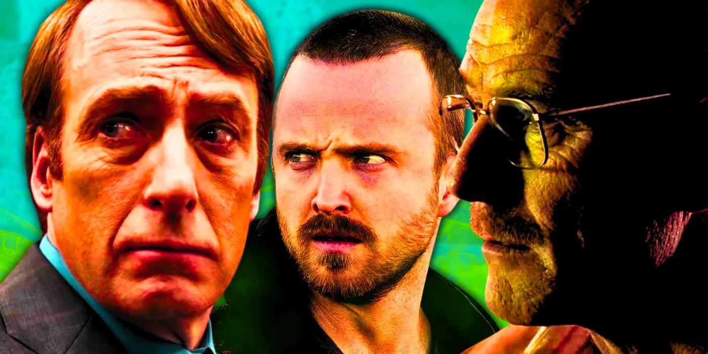 Edited image of Breaking Bad actors Bryan Cranston, Aaron Paul, and Bob Odenkirk Image