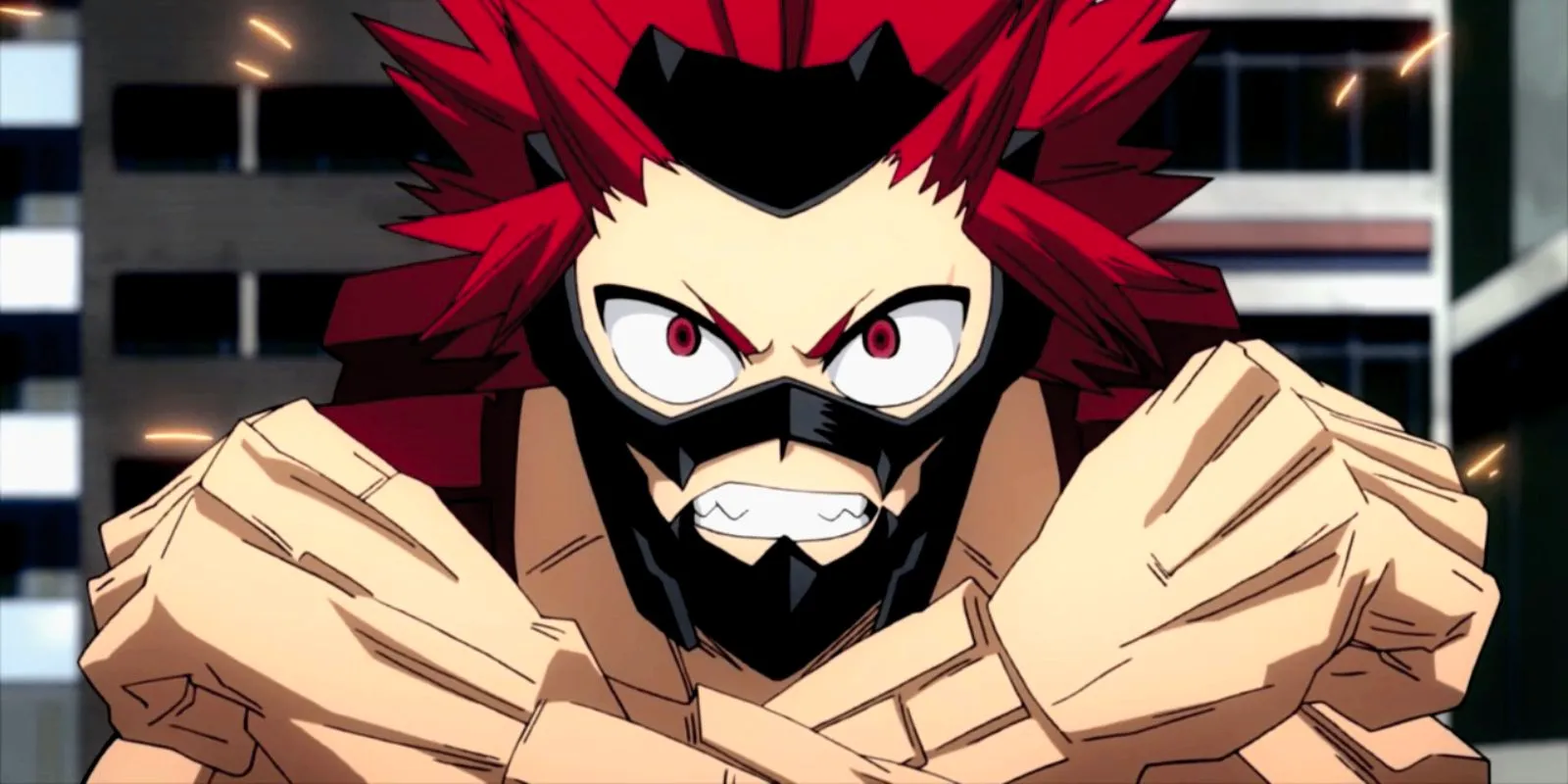 Ejiro Kirishima using his quirk in My Hero Academia. Image