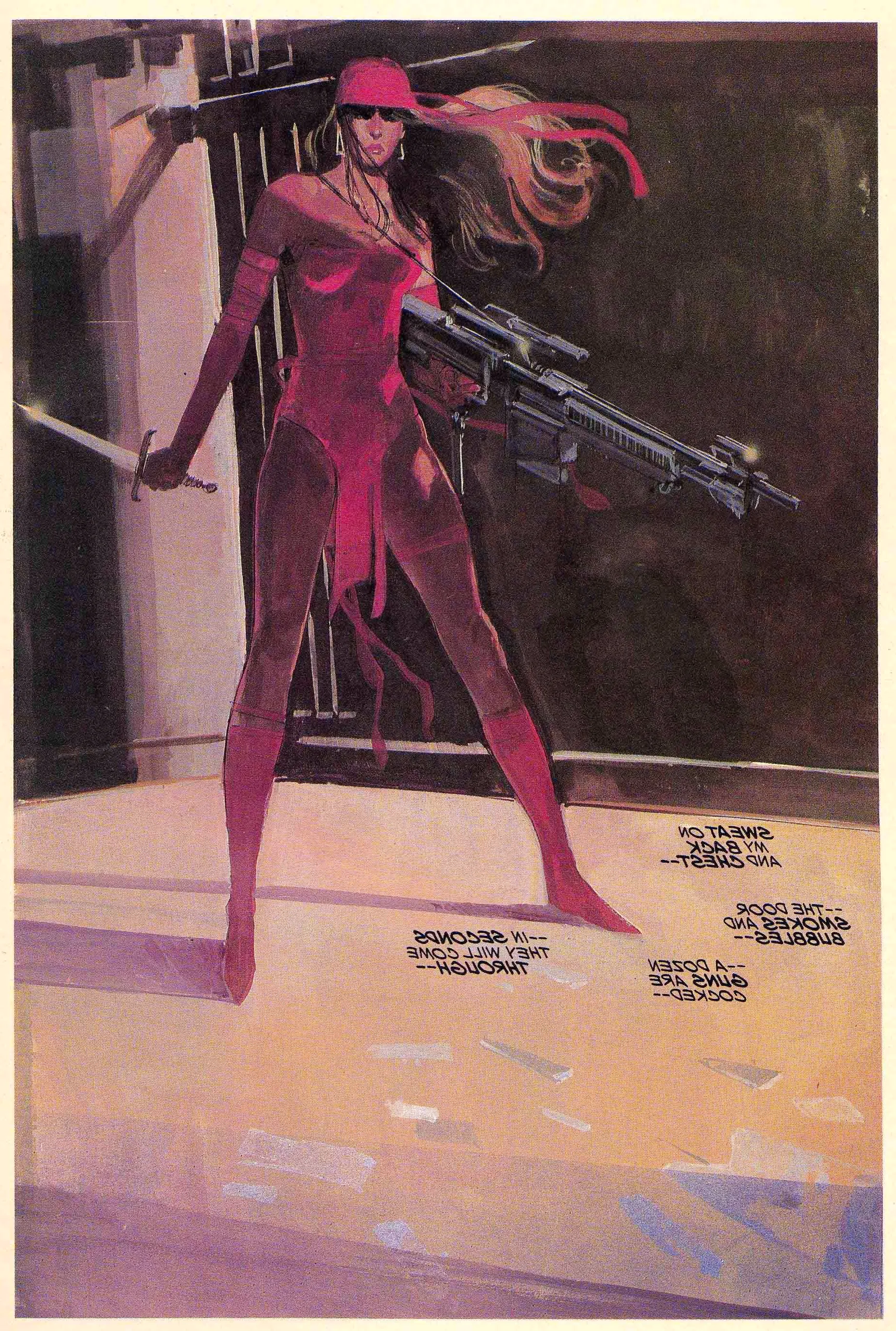 Elektra Assassin Elektra holds a gun and sword Image