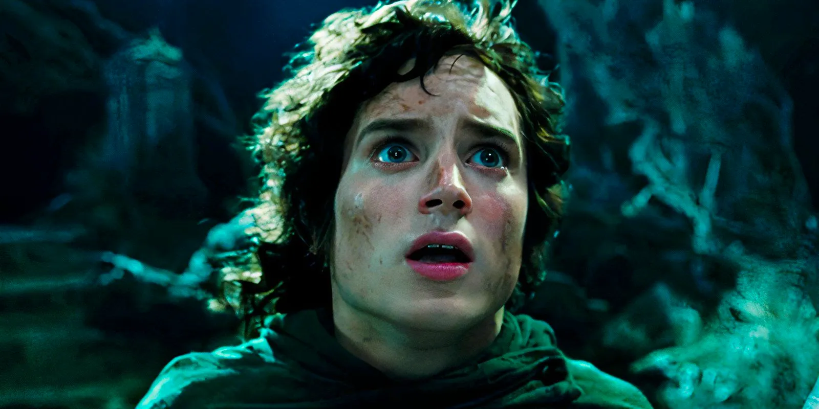 Elijah Wood as Frodo in The Lord of the Rings The Fellowship of the Ring looking offscreen Image